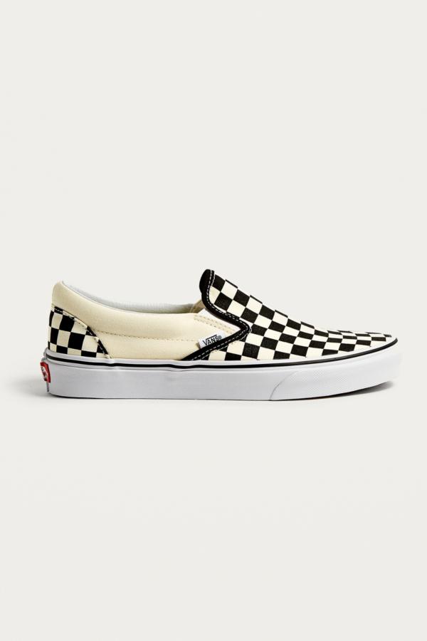 Vans Classic Black and Cream Checkerboard Slip-On Trainers | Urban ...
