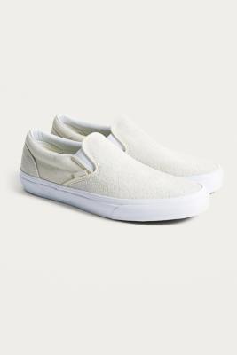 vans white suede slip on