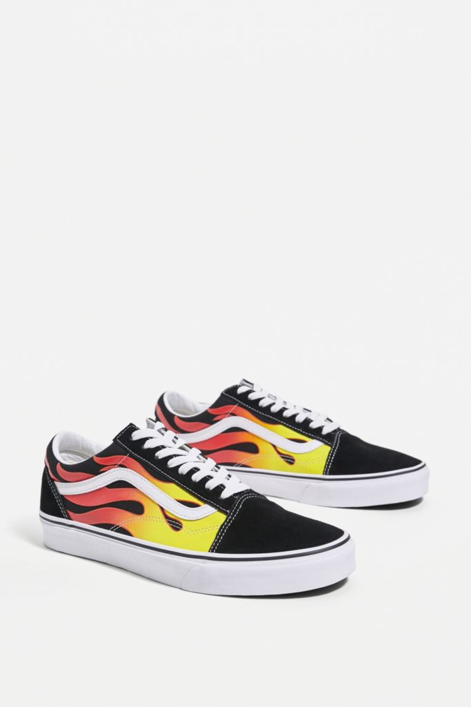 Vans Old Skool Orange & Black Flame Trainers Urban Outfitters UK