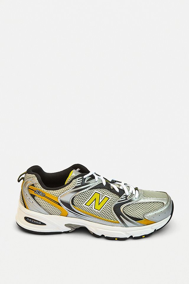 New Balance MR350 Silver and Yellow Trainers