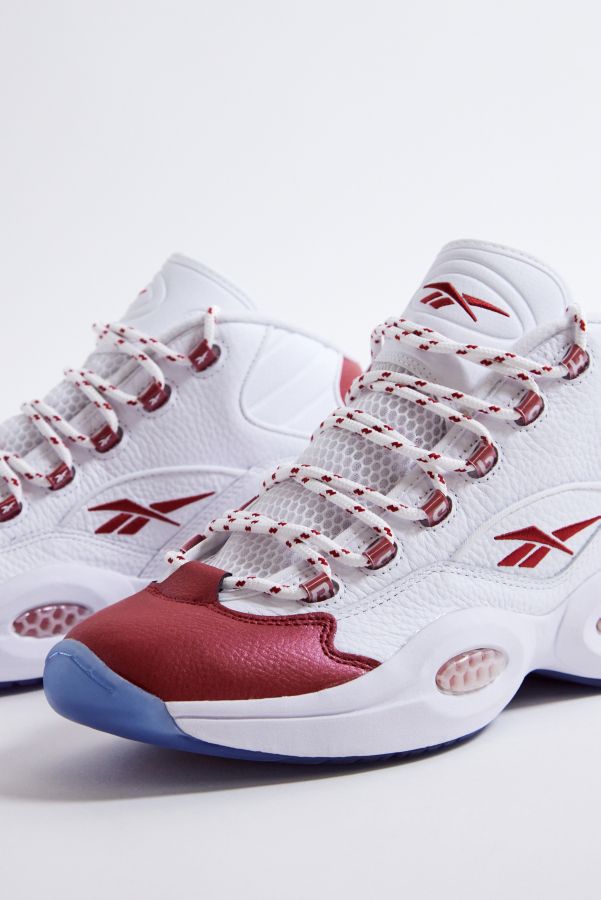 Slide View: 4: Reebok Question White & Red Mid Trainers