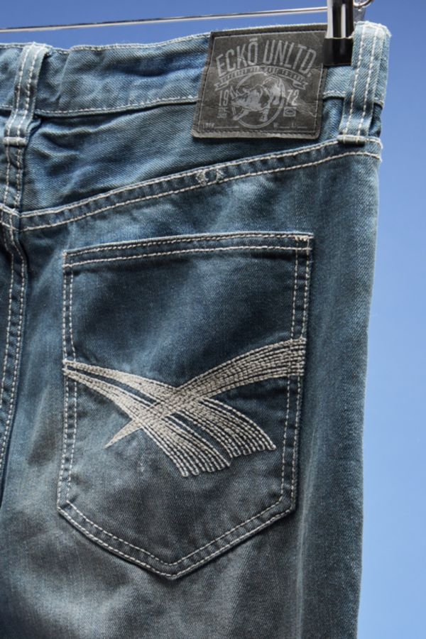 Slide View: 2: Urban Renewal One-Of-A-Kind Ecko Unltd. Slim-Fit Jeans