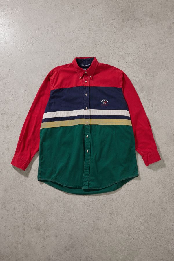 Slide View: 1: Urban Renewal One-Of-A-Kind Multicoloured Nautica Over-Shirt 