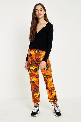 camo trousers mens orange