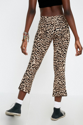 leopard print kick flare trousers