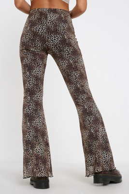 leopard flare trousers