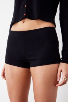 Slide View: 1: Archive At UO Black Ribbed Micro Shorts