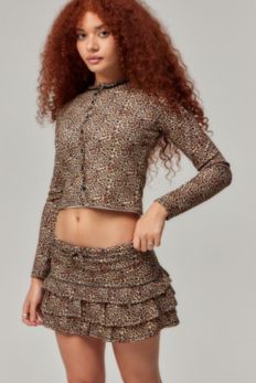 Slide View: 1: Archive At UO Leopard Print Rara Mini Skirt