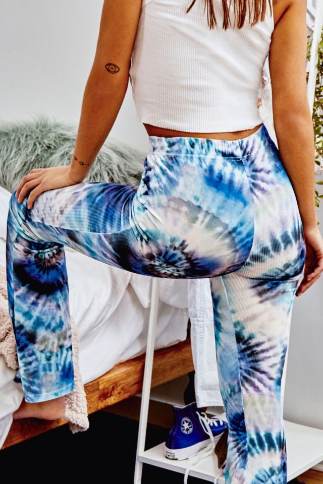 Urban Outfitters Archive Blue Tie-Dye Velour Flare Trousers | Urban