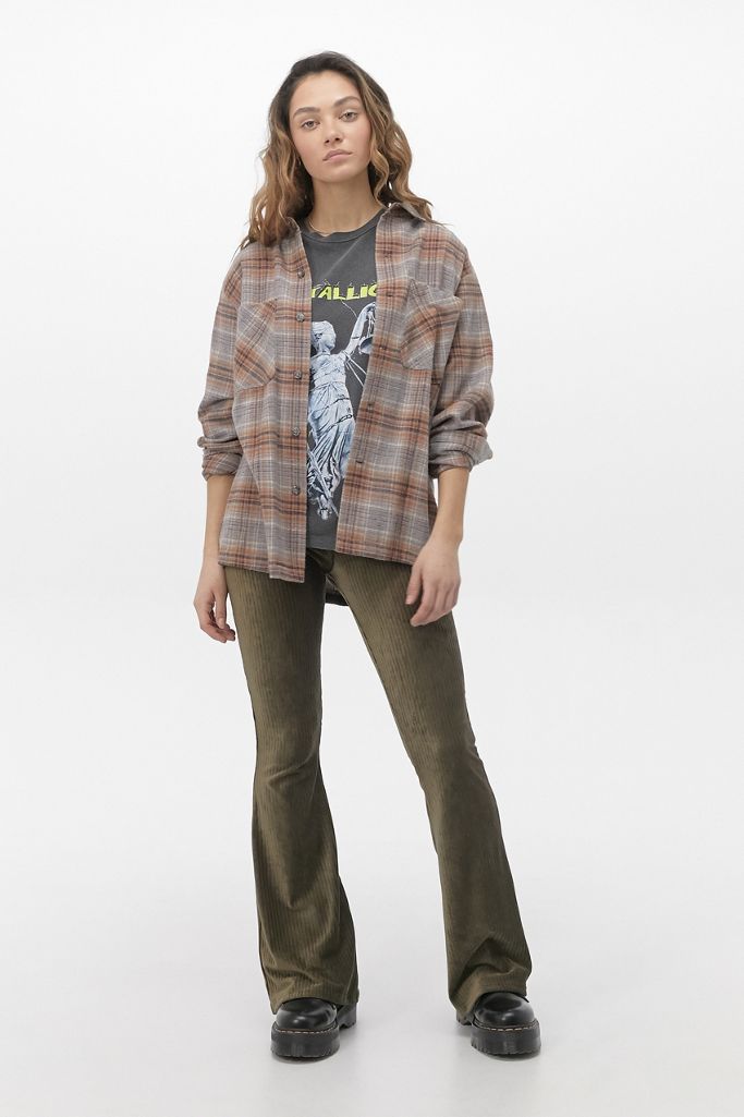 UO Archive Gerippte VeloursSchlaghose in Khaki Urban Outfitters DE