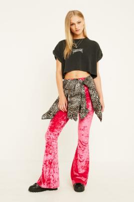 Urban Renewal Vintage Remnants Hot Pink Velvet Flare Trousers | Urban ...