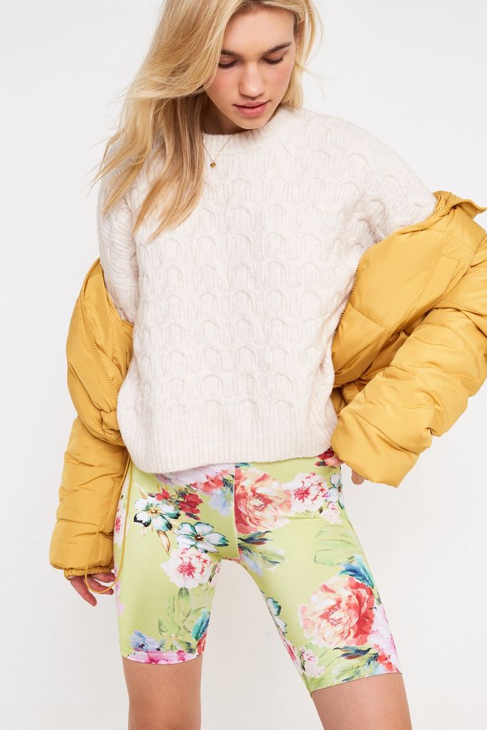 Urban Outfitters Archive Green Floral Cycling Shorts Urban Outfitters UK