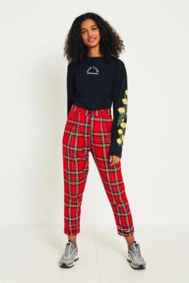 Red Tartan Trousers | Urban Outfitters 