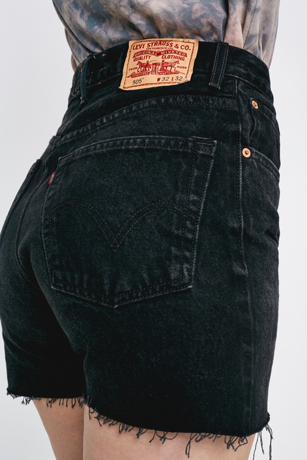 Urban Renewal ReMade From Vintage Levi’s Black Denim Shorts Urban