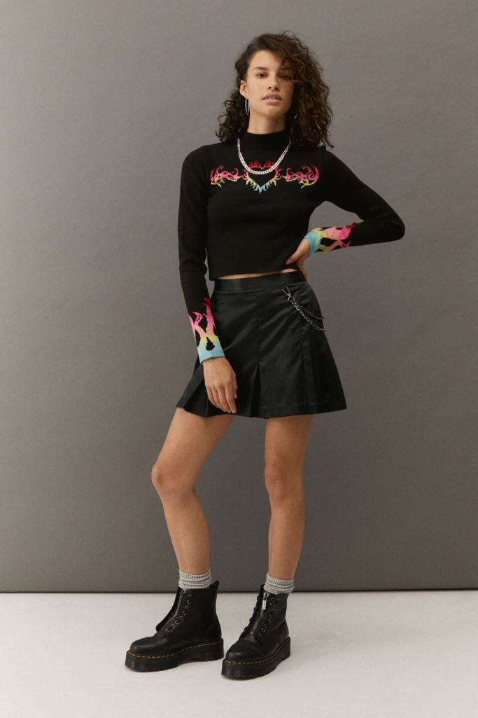 Urban Outfitters Archive Satin Pleated Chain Skirt Urban Outfitters UK