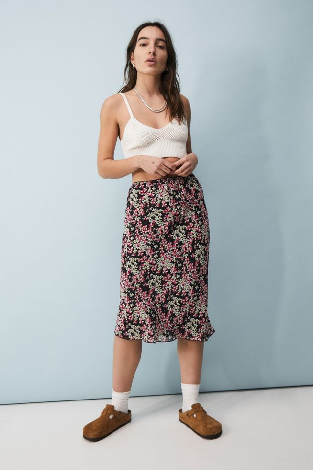 Urban Outfitters Archive Black Floral Y2K Midi Skirt Urban Outfitters UK