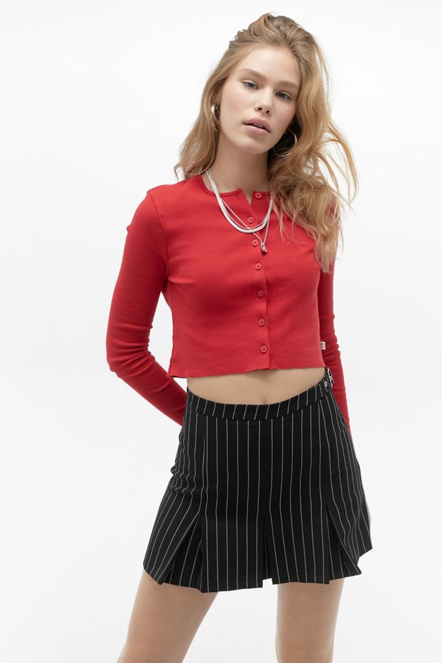 Urban Outfitters Archive Black Pinstripe Pleated Skirt | Urban