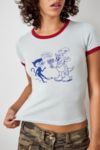 Thumbnail View 1: Archive UO - T-shirt court aux bordures contrastantes Lillies