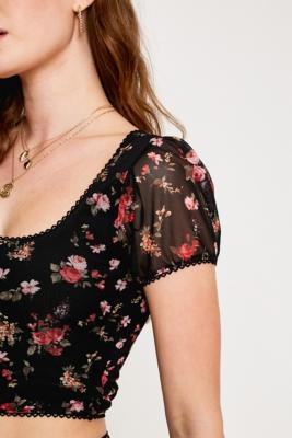 urban outfitters floral mesh top