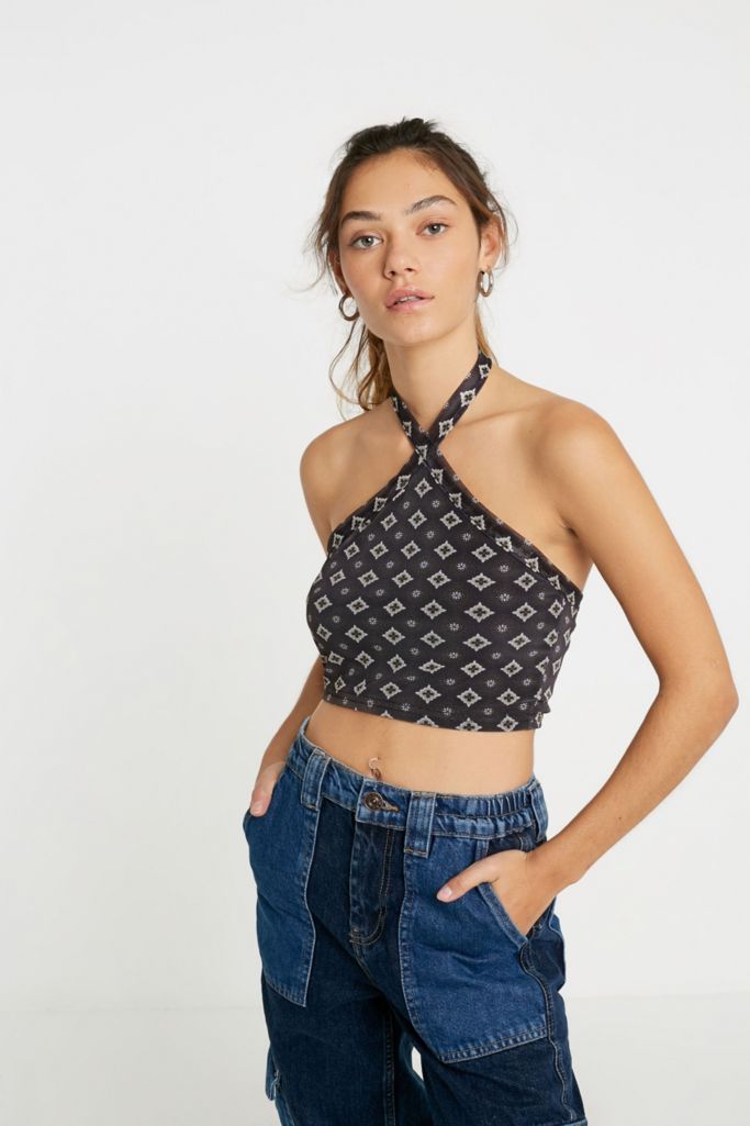 Urban Outfitters Archive Tile X-Front Halter Top | Urban Outfitters UK