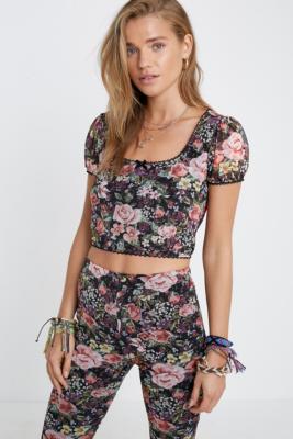 urban outfitters floral mesh top