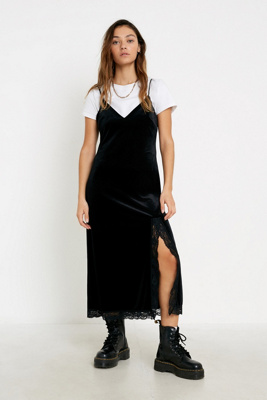 velvet slip dress midi