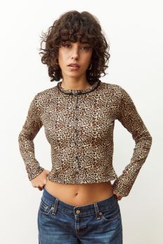 Slide View: 1: Archive At UO Leopard Print Cardigan