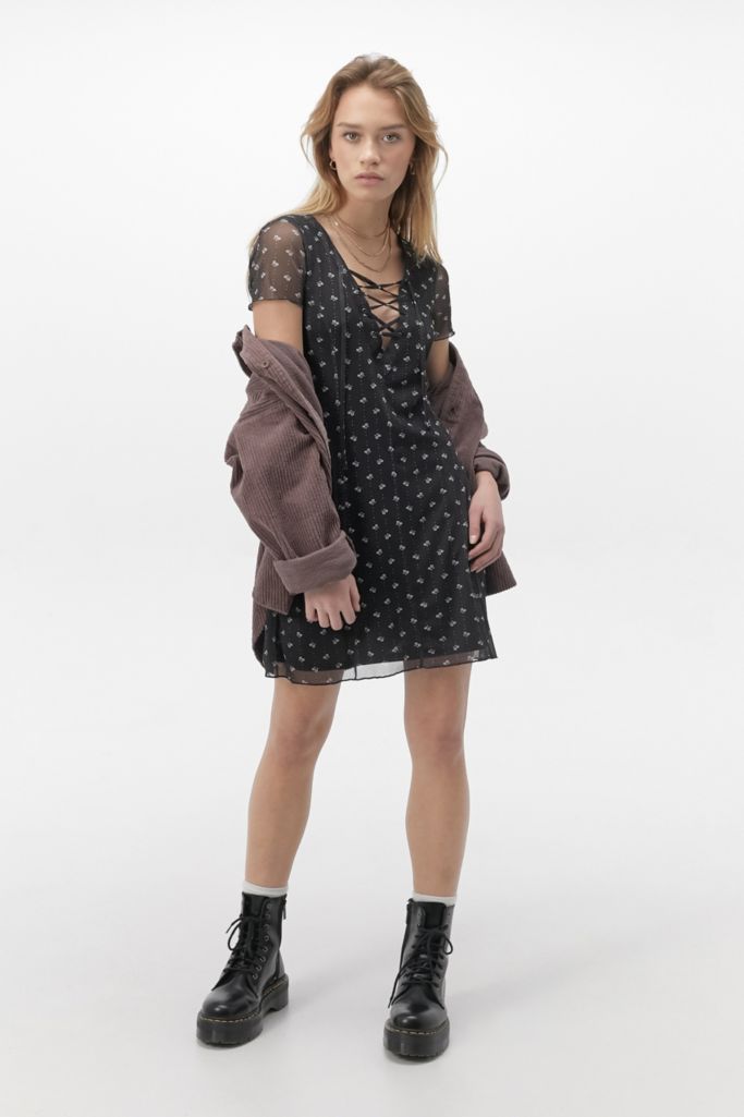 Urban Renewal Inspired By Vintage Rema Floral Lace-Up Dress | Urban ...