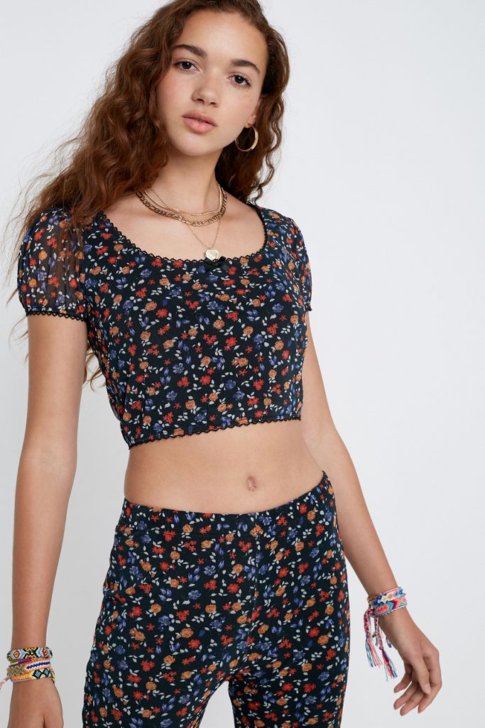 Urban Outfitters Archive Ditsy Floral Mesh Top Urban Outfitters UK