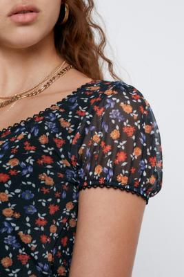 urban outfitters floral mesh top