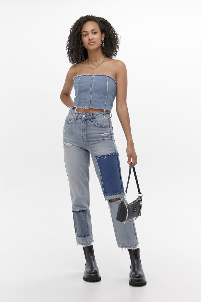 Urban Renewal Remade From Vintage Denim Corset Top Urban Outfitters UK