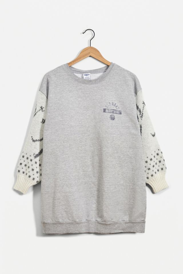 Urban Renewal Remade From Vintage Grey Knitted Sleeve Sweatshirt ...