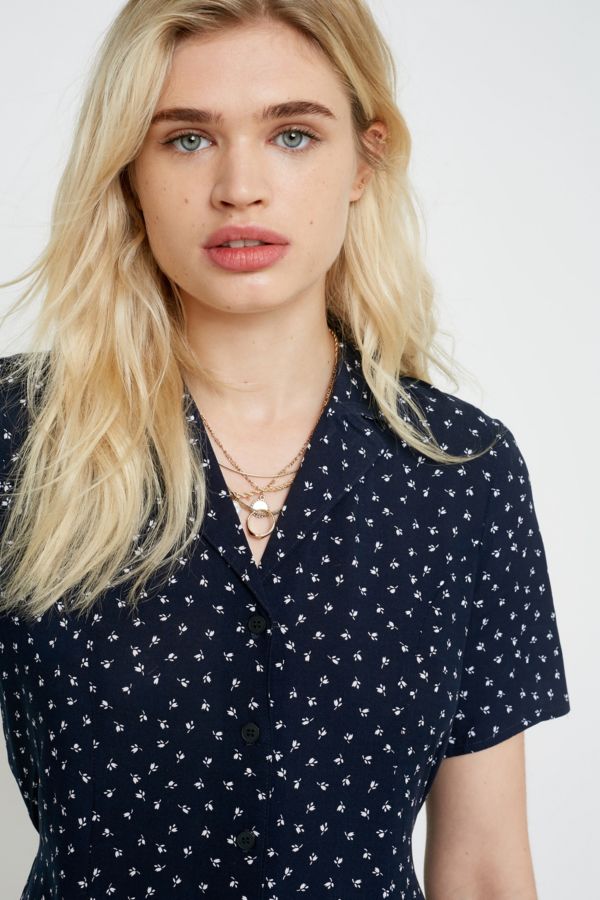 Urban Renewal Made From Remnants Navy Floral Tea Dress Urban Outfitters Uk 9278