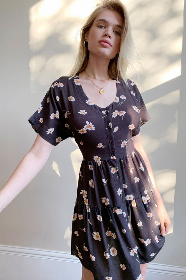 Urban Outfitters Archive Brown Short Sleeve Daisy Dress Urban