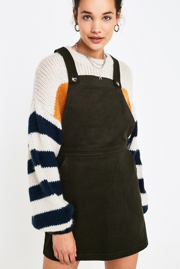 Urban Renewal Remnants Olive Corduroy Apron Dress Urban Outfitters UK