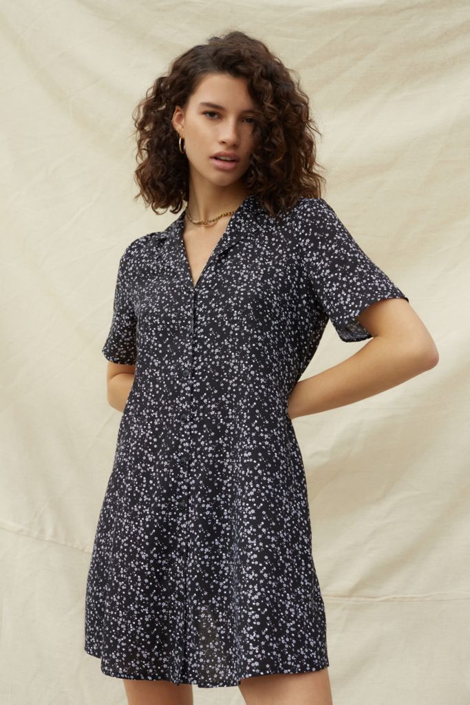 Urban Outfitters Archive Black Micro Floral Tea Dress | Urban Outfitters UK