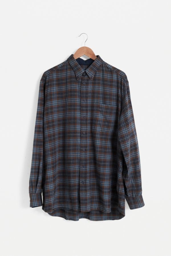 Urban Renewal Vintage Overdyed Teal Flannel Shirt | Urban Outfitters UK