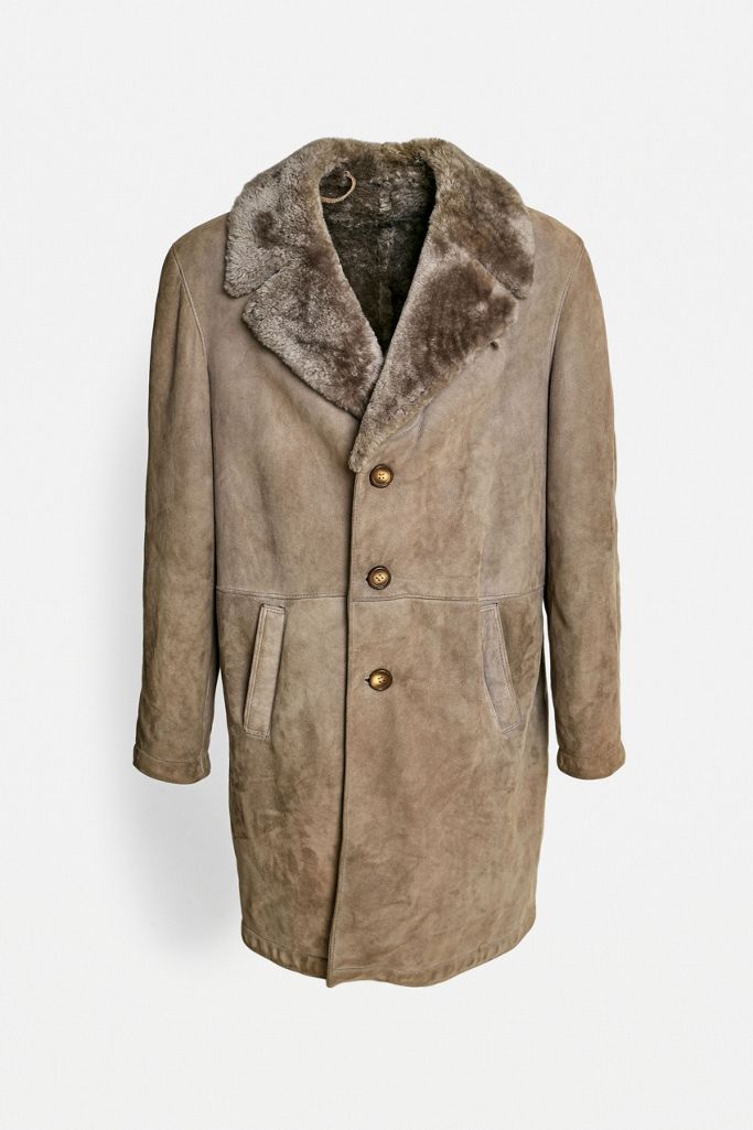 Urban Renewal OneOfAKind Grey Sheepskin Coat Urban Outfitters UK