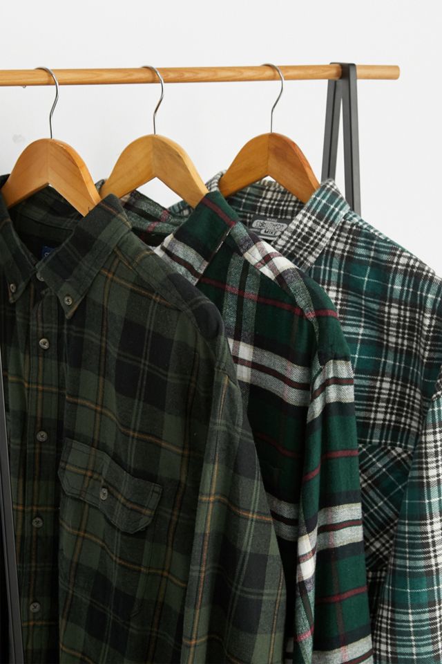 Urban Renewal Vintage Green Check Flannel Shirt Urban Outfitters UK