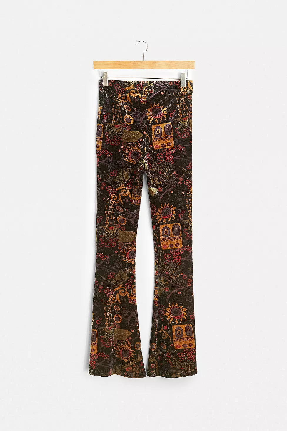 urbanoutfitters.com | Festival Print Velvet Flare Trousers