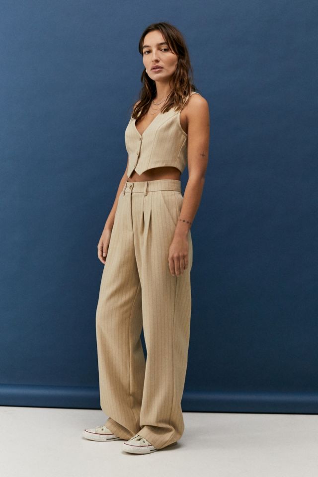 
Urban Outfitters Archive Sand Pinstripe Puddle Trousers