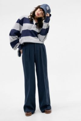 Pantaloni a Vita Bassa a Righe Blu Navy e Cenere di Archive At UO