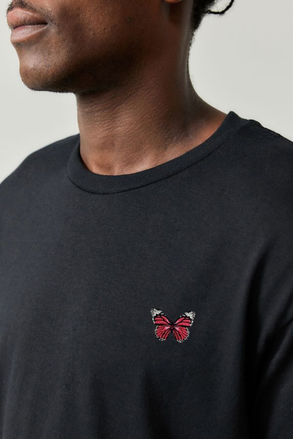 Slide View: 2: Archive At UO Pink Butterfly Embroidered T-Shirt