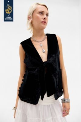 Urban Renewal Vintage Beyond Retro Black Velvet Gilet