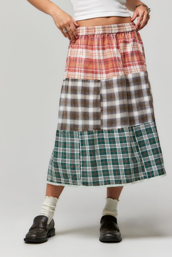 Slide View: 1: Urban Renewal Made From Remnants Patchwork Midi Skirt