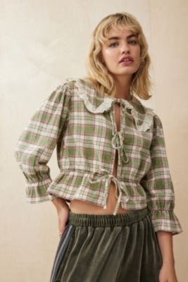 Urban Renewal Made From Remnants Flannel Collared Blouse