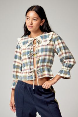 Urban Renewal Made From Remnants Flannel Collared Blouse