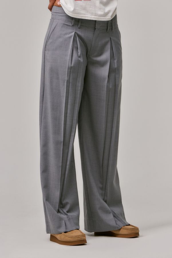 Slide View: 1: Urban Renewal Made From Remnants Grey Ama Stripe Trousers