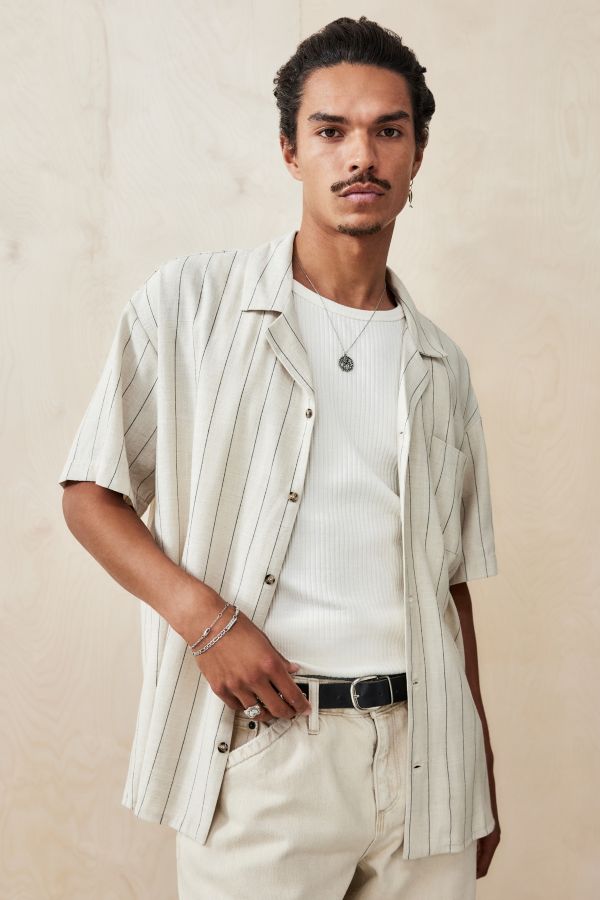 Slide View: 1: Archive At UO Stripe Elliot Linen Shirt