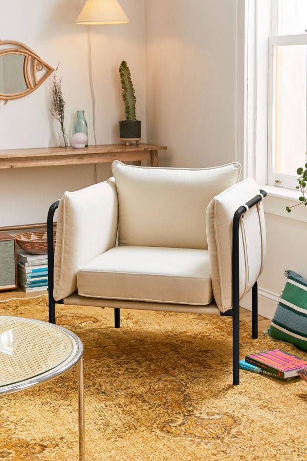 Slide View: 1: Howell Cream Canvas Arm Chair